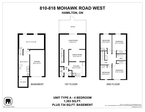 Floor plan for 4 beds, 1 bath